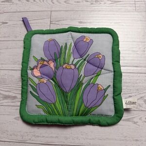 1986 Lillian Vernon Potholder Floral Flower Spring Easter Tulips Vintage New NOS